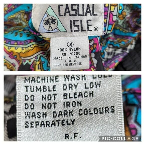 Vintage 80s Windbreaker Jacket Black Paisley  Reversible Bomber Coat Size S Tren - Picture 13 of 13